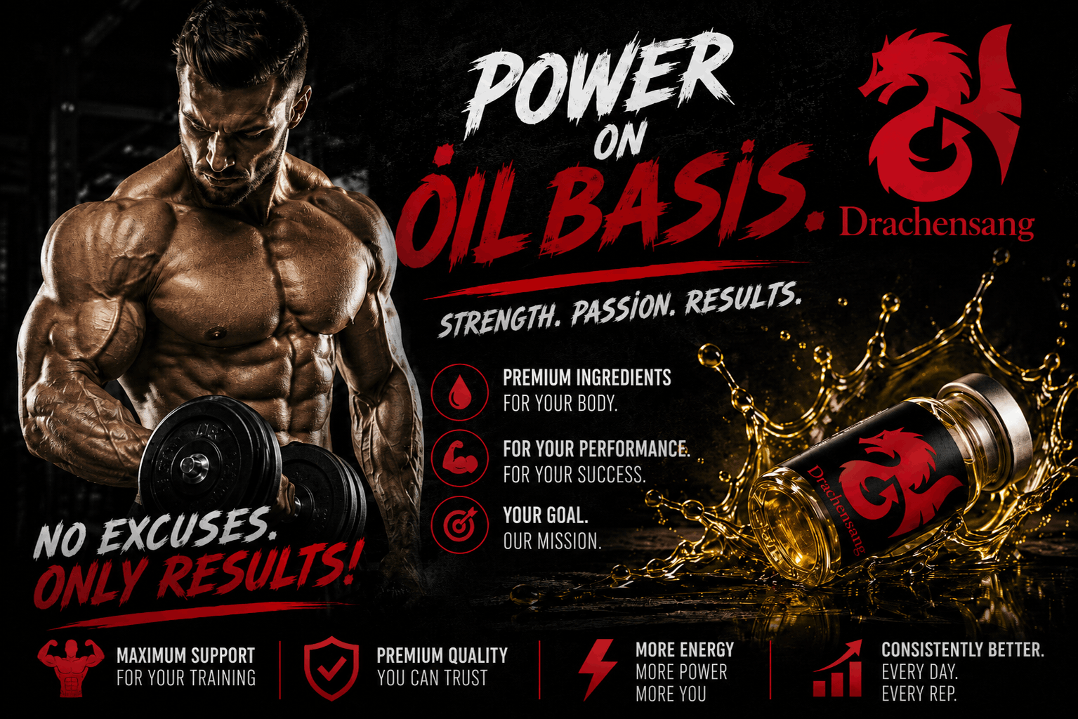 Exclusieve selectie van premium anabole formules op oliebasis voor maximale spieropbouw in de Drachensang Academy