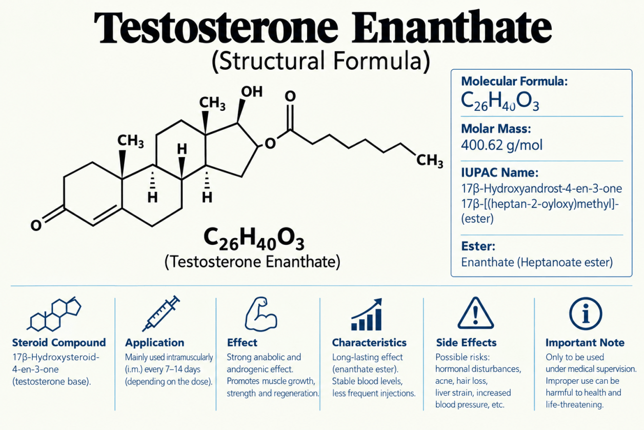 Testosteron Enanthaat – Informatie over werking, toepassing en risico's